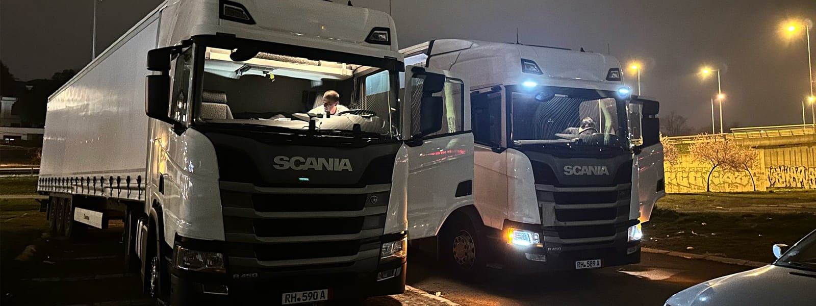 Welcome to Polar Trucks - Hero image with two Polar trucks