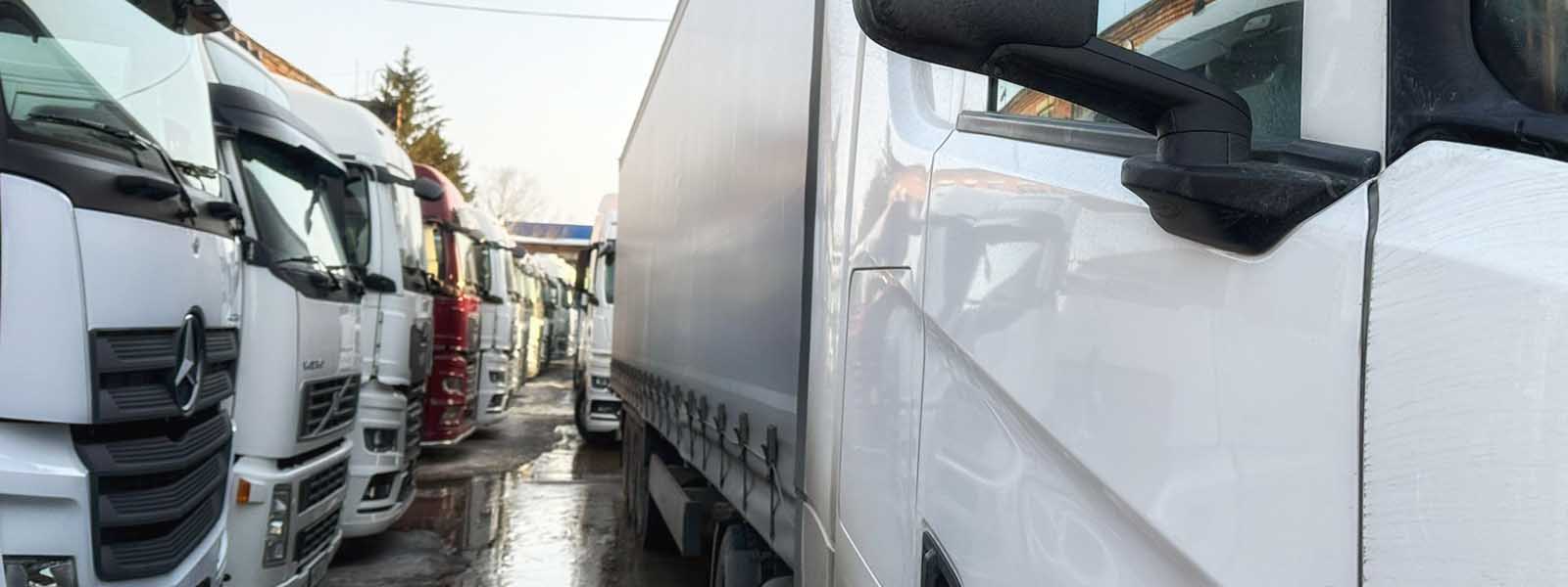 Niz kamiona različitih proizvođača spremnih za prodaju